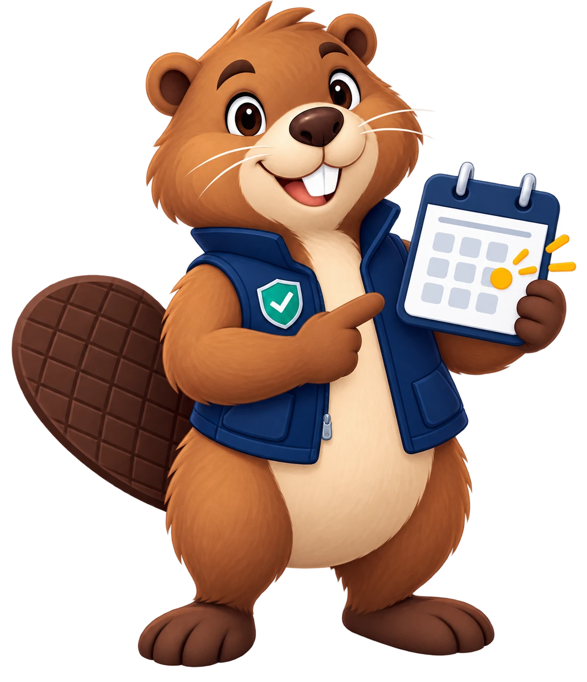 Cobi pointing to a renewal reminder calendar